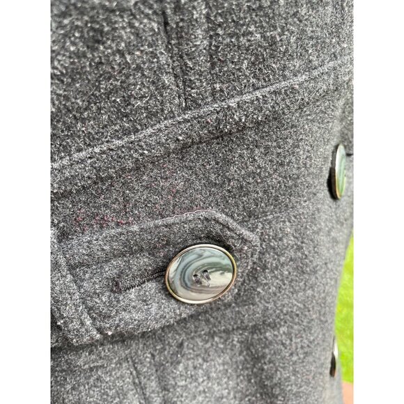 Kenneth Cole Wool Blend Charcoal Gray Belted Coat Size 14 Womens Long Button-Up - Picture 8 of 9